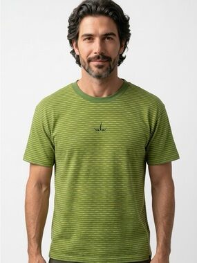PRANA | NEW Paxton Green Striped Crewneck T-Shirt Men’s Size Medium